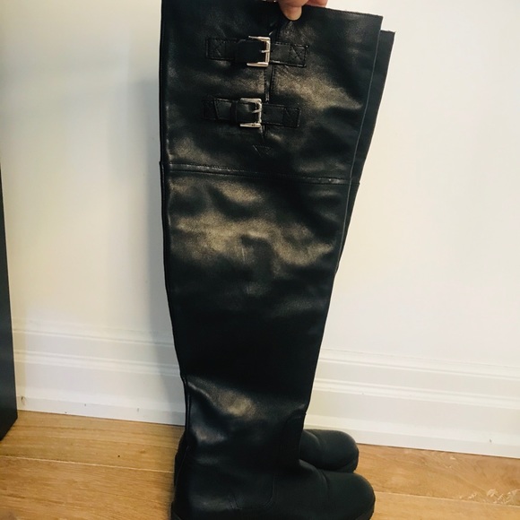 ZARA over the knee Leather Boots - Picture 5 of 6